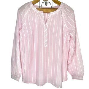 Talbots Dobby Stripe Band Collar Popover Size: M